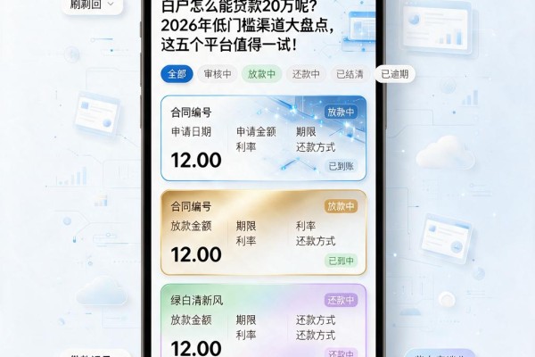 白户怎么能贷款20万呢?2026年低门槛渠道大盘点,这五个平台值得一试!