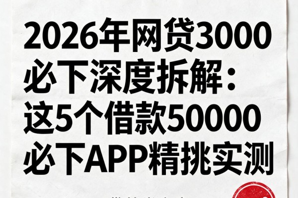 2026年网贷3000必下深度拆解：这5个借款50000必下APP精挑实测