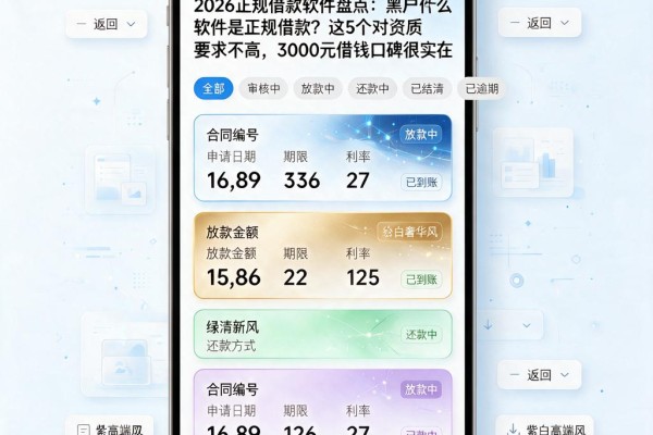 2026正规借款软件盘点：黑户什么软件是正规借款？这5个对资质要求不高、3000元借钱口碑很实在