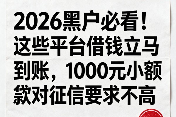 2026黑户必看!这些平台借钱立马到账,1000元小额贷款对征信要求不高