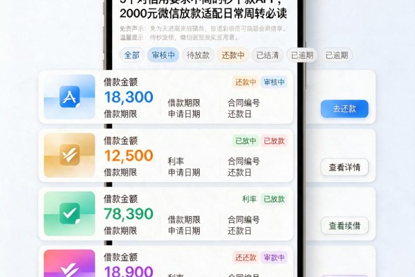 5个对信用要求不高的秒下款APP,2000元微信放款适配日常周转必读