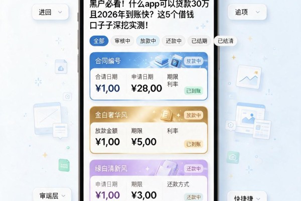 黑户必看!什么app可以贷款30万且2026年到账快?这5个借钱口子深挖实测!
