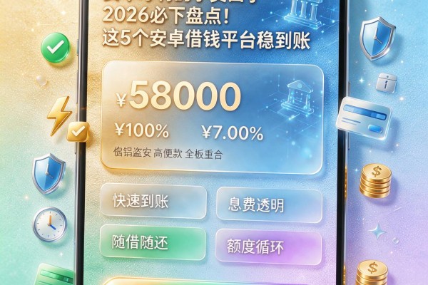 安卓才有的小贷口子2026必下盘点!这5个安卓借钱平台稳到账