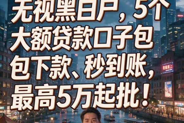无视黑白户,5个大额贷款口子包下款、秒到账,最高5万起批!