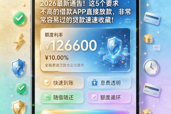 2026最新通告！这5个要求不高的借款APP直接放款，非常容易过的贷款速速收藏！