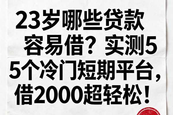 23岁哪些贷款容易借?实测5个冷门短期平台,借2000超轻松!