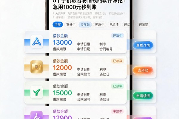 5个手机最容易借钱的软件深挖!急用1000元秒到账