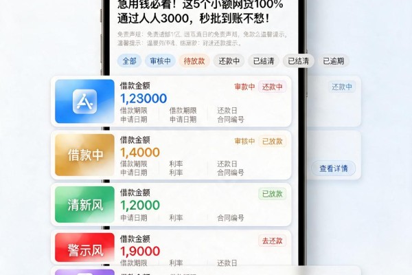 急用钱必看!这5个小额网贷100%通过人人3000,秒批到账不愁!