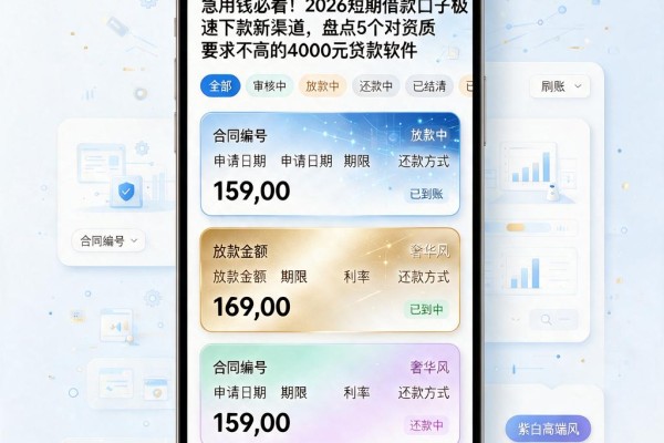 急用钱必看！2026短期借款口子极速下款新渠道，盘点5个对资质要求不高的4000元贷款软件
