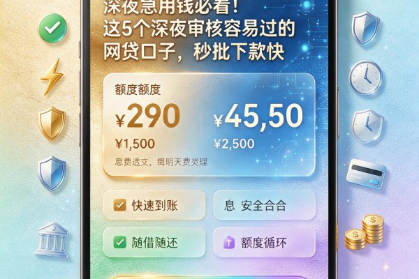深夜急用钱必看!这5个深夜审核容易过的网贷口子,秒批下款快