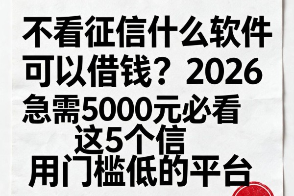 不看征信什么软件可以借钱？2026急需5000元必看这5个信用门槛低的平台