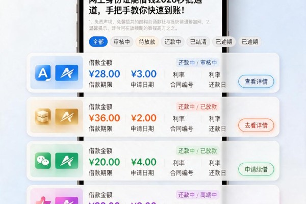 网上身份证能借钱2026秒批通道，手把手教你快速到账！