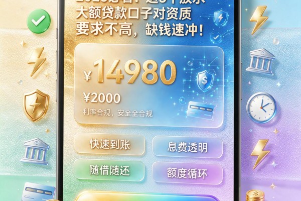2026必看!这5个放水大额贷款口子对资质要求不高,缺钱速冲