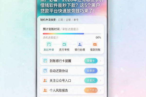 黑户必看!2026年还有哪些手机借钱软件能秒下款?这5个黑户贷款平台快速放款技巧来了