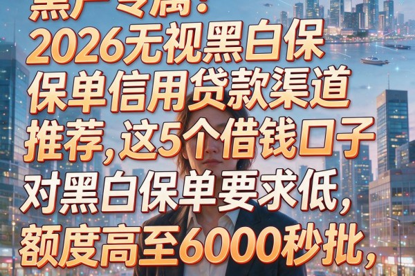 黑户专属！2026无视黑白保单信用贷款渠道推荐，这5个借钱口子对黑白保单要求低，额度高至6000秒批