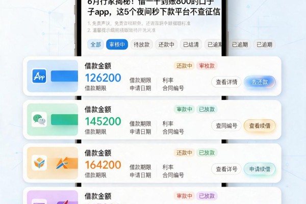 6月行家揭秘!借一千到账800的口子App,这5个夜间秒下款平台不查征信