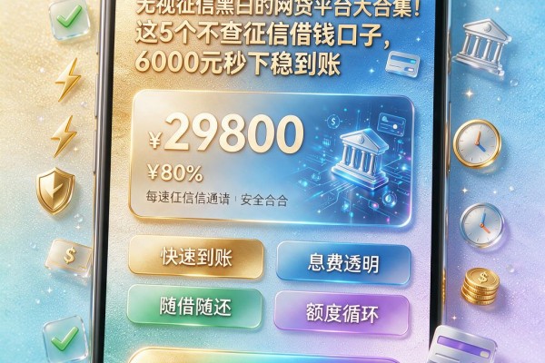 无视征信黑白的网贷平台大合集！这5个不查征信借钱口子，6000元秒下稳到账