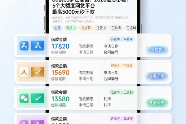 60到65岁也能借!2026应急必看:5个大额度网贷平台,最高5000元秒下款