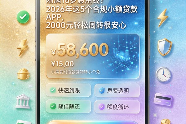刚满18岁急用钱?2026年这5个合规小额贷款APP,2000元轻松周转很安心