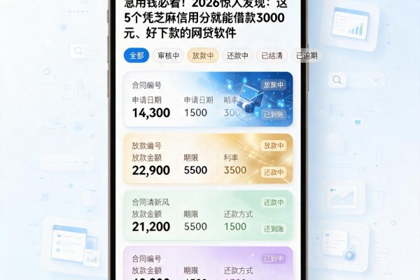急用钱必看！2026惊人发现：这5个凭芝麻信用分就能借款3000元、好下款的网贷软件
