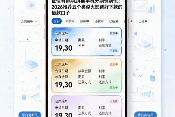 征信有逾期24期手机分期也别慌!2026推荐五个类似火影帮好下款的借款口子
