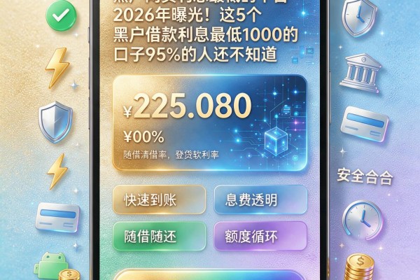 黑户网贷利息最低的平台2026年曝光!这5个黑户借款利息最低1000的口子95%的人还不知道