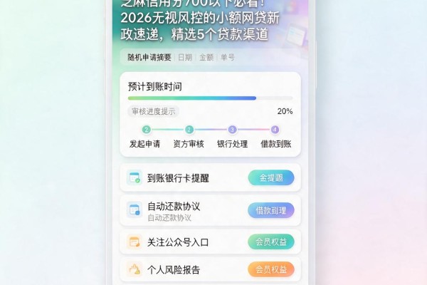 芝麻信用分700以下必看！2026无视风控的小额网贷新政速递，精选5个贷款渠道