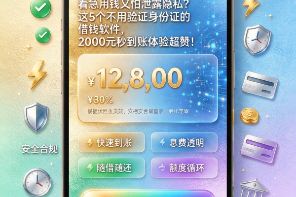 着急用钱又怕泄露隐私?这5个不用验证身份证的借钱软件,2000元秒到账体验超赞!