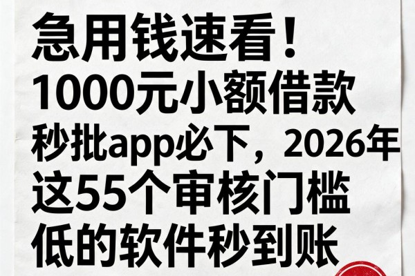 急用钱速看!1000元小额借款秒批app必下,2026年这5个审核门槛低的软件秒到账
