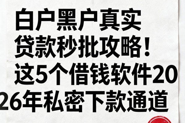 白户黑户真实贷款秒批攻略！这5个借钱软件2026年私密下款通道