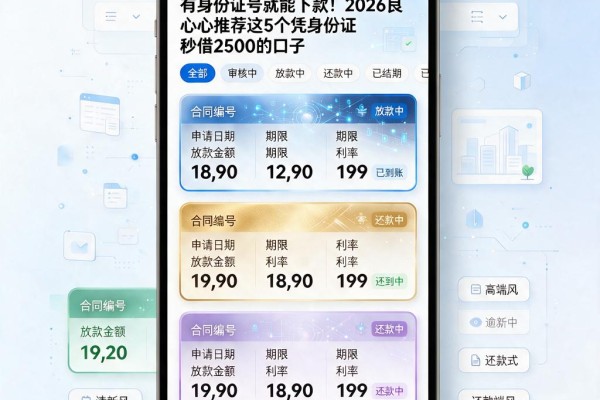 有身份证号就能下款!2026良心推荐这5个凭身份证秒借2500的口子