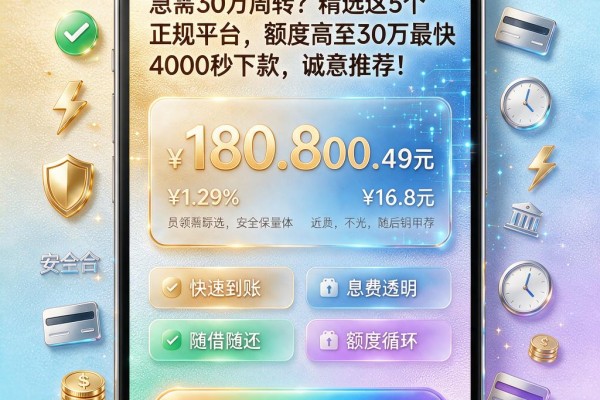 急需30万周转？精选这5个正规平台，额度高至30万最快4000秒下款，诚意推荐！
