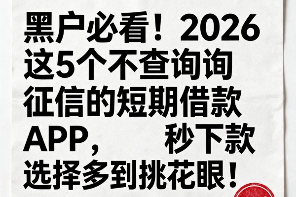 黑户必看!2026这5个不查询征信的短期借款APP,秒下款选择多到挑花眼!