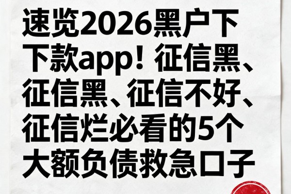 速览2026黑户下款app!征信黑、征信不好、征信烂必看的5个大额负债救急口子