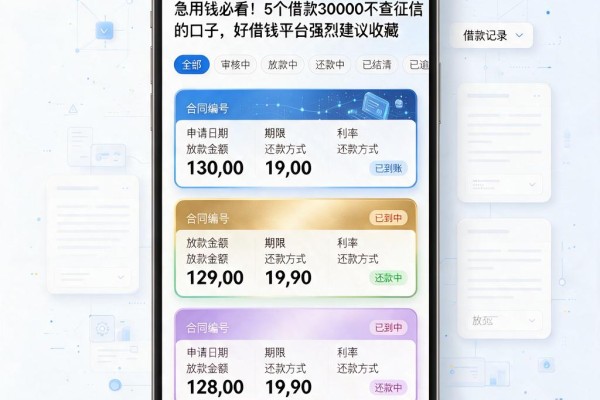 急用钱必看!5个借款30000不查征信的口子,好借钱平台强烈建议收藏