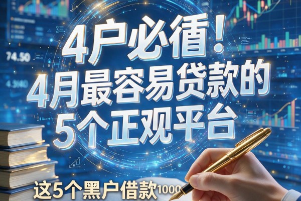 黑户必看!4月最容易贷款的5个正规平台,这5个黑户借款1000无视征信的口子超顺手