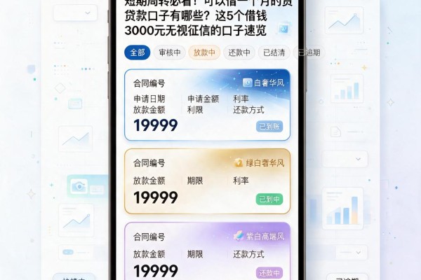 短期周转必看！可以借一个月的贷款口子有哪些？这5个借钱3000元无视征信的口子速览