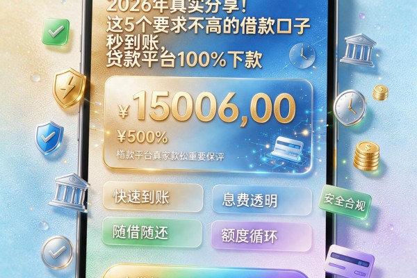 2026年真实分享！这5个要求不高的借款口子秒到账，贷款平台100%下款