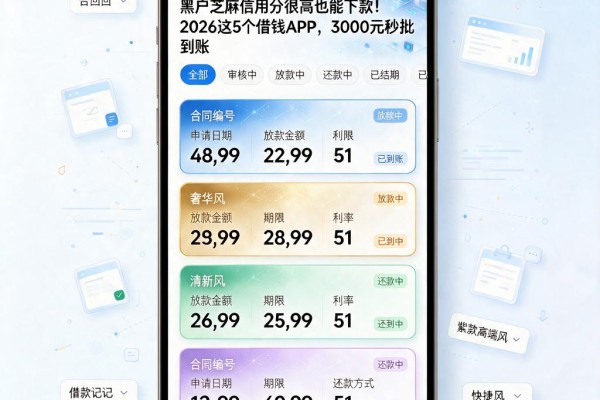 黑户芝麻信用分很高也能下款!2026这5个借钱APP,3000元秒批到账