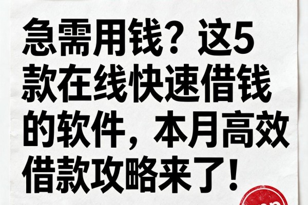 急需用钱?这5款在线快速借钱的软件,本月高效借款攻略来了!