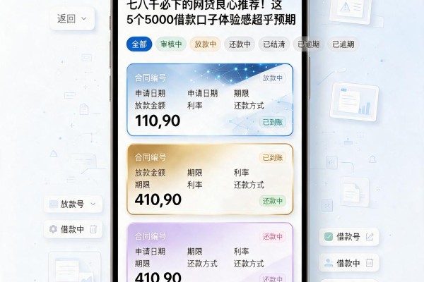 七八千必下的网贷良心推荐!这5个5000借款口子体验感超乎预期