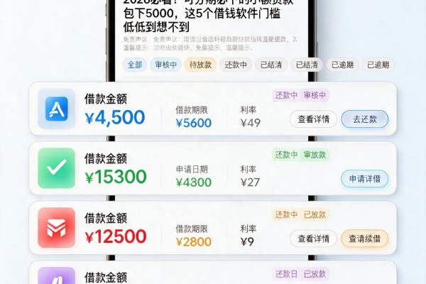 2026必看!可分期必下的小额贷款包下5000,这5个借钱软件门槛低到想不到