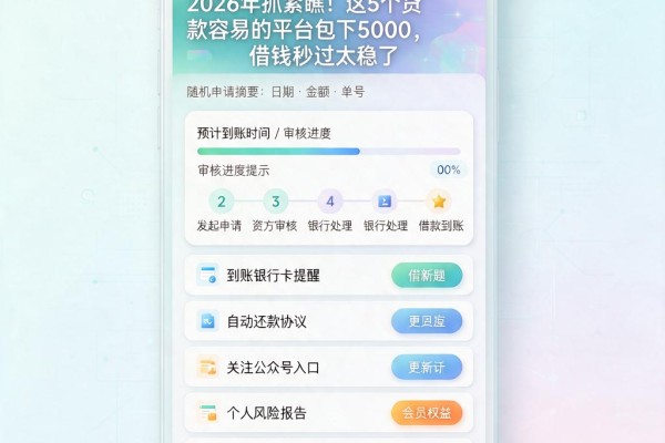 2026年抓紧瞧！这5个贷款容易的平台包下5000，借钱秒过太稳了