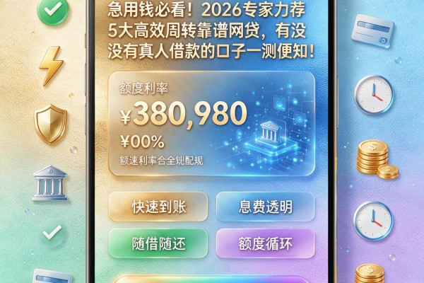 急用钱必看！2026专家力荐5大高效周转靠谱网贷，有没有真人借款的口子一测便知！