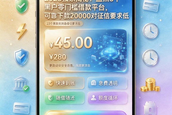 2026独家揭秘！盘点5个黑户零门槛借款平台，可靠下款20000对征信要求低