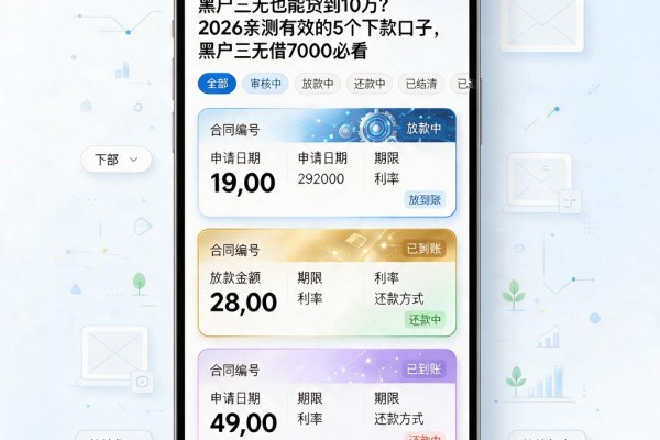 黑户三无也能贷到10万？2026亲测有效的5个下款口子，黑户三无借7000必看