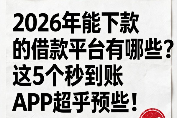 2026年能下款的借款平台有哪些?这5个秒到账APP超乎预期!