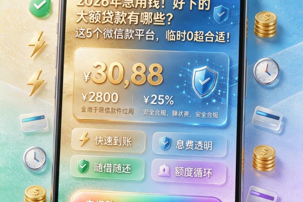 2026年急用钱！好下的大额贷款有哪些？这5个微信款平台，临时0超合适
