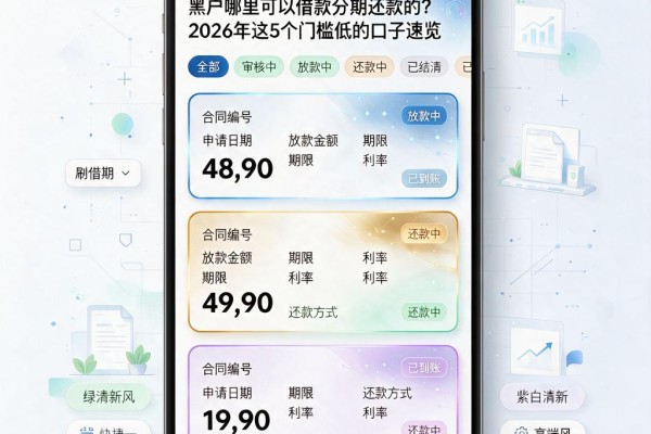黑户哪里可以借款分期还款的?2026年这5个门槛低的口子速览