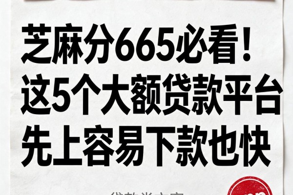 芝麻分665必看!这5个大额贷款平台,先上容易下款也快